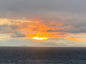 Sunsetting over the ocean in Antarctica.